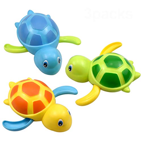 NATUCE 3 Stück Baby Badespielzeug, Schildkröte Badewannenspielzeug, Uhrwerk Schildkröte Schwimmen Badewanne Spielzeug, Schwimmbad Spielzeug für Kleinkinder Jungen Mädchen, Baby Badewanne Geschenke von NATUCE