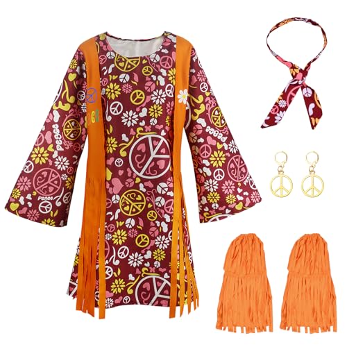 NATUCE 4 Stück Hippie Kostüm Damen Set, 60 er 70er Jahre Bekleidung Hippie Frau, 70er Jahre Kostüm Halloween Kostüm, 70er Jahre Mottoparty Kostüm, Disco Outfit, Damen Set Retro Frauen Hippie (XL) NATUCE 4 Stück Hippie Kostüm Damen Set, 60 er 70er Jahre Bekleidung Hippie Frau, 70er Jahre Kostüm Halloween Kostüm, 70er Jahre Mottoparty Kostüm, Disco Outfit, Damen Set Retro Frauen Hippie (XL) von NATUCE