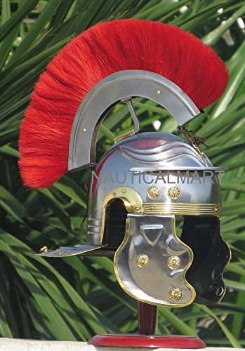 NauticalMart Römischer Gallischer 'G' Centurion Helm, Einheitsgröße, metallische Rüstung, silber, Large von NAUTICALMART