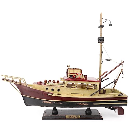 NAUTIMALL Jaws Orca Holzschiff Modell Hai Fischerboot vormontiert, antikes Finish, Segelboot-Dekor (Orca-38,1 cm) von NAUTIMALL