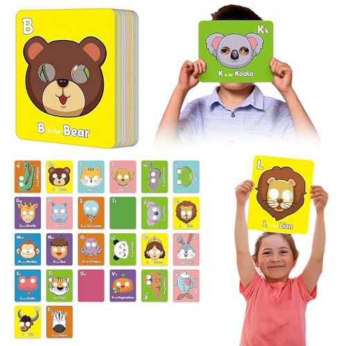 Alphabet-Lernkarten für Kleinkinder – 52 doppelseitige ABC-Lernkarten mit Groß- und Kleinbuchstaben, Lehrt Kleinkind-Wörter und Tiere, interaktive Vorschulerziehung & Lernspiele von NAUXIU