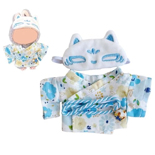 Japan-Sommer-Kimono-Kleidungs-Set für 17 cm große Puppen, Labubu-Kleidungszubehör (ohne Puppe), niedliches buntes Outfit, geeignet für 17 cm Puppenkleidung, Puppenzubehör, Ersatz von NAUXIU
