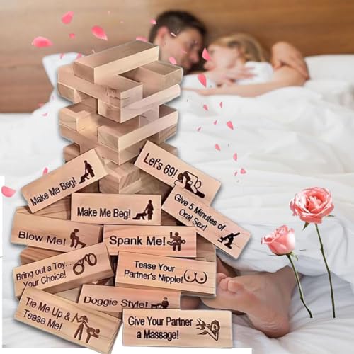 NAUXIU Lustturm in deutscher Sprache, Spiel für Erwachsene, 48 Stück, super freches Blockturm-Spiel, Paarspiele für Erwachsene, Liebhaber, Valentinstag, Tumbling Tower Stapelblöcke, stapelbares NAUXIU Lustturm in deutscher Sprache, Spiel für Erwachsene, 48 Stück, super freches Blockturm-Spiel, Paarspiele für Erwachsene, Liebhaber, Valentinstag, Tumbling Tower Stapelblöcke, stapelbares von NAUXIU