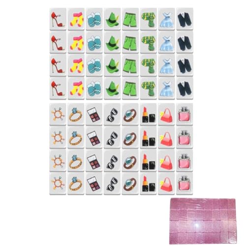 NAUXIU Spielblöcke, Mahjong-Sets mit 64 Spielsteinen, 36 mm, Cartoon- und Frauenkostüm, für Picknick, Musterparty, Mahjong-Fliesen G NAUXIU Spielblöcke, Mahjong-Sets mit 64 Spielsteinen, 36 mm, Cartoon- und Frauenkostüm, für Picknick, Musterparty, Mahjong-Fliesen G von NAUXIU