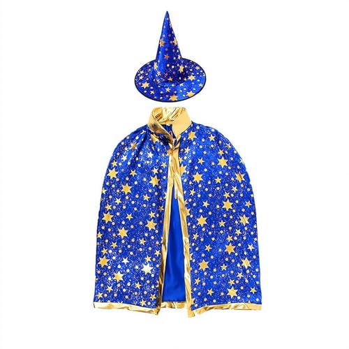 NAUXIU Zauberer-Umhang für Kinder, 3–10 Jahre Zauberer-Umhang und Hut, Kinderumhang Party-Set – Halloween, Cosplay, Verkleiden NAUXIU Zauberer-Umhang für Kinder, 3–10 Jahre Zauberer-Umhang und Hut, Kinderumhang Party-Set – Halloween, Cosplay, Verkleiden von NAUXIU