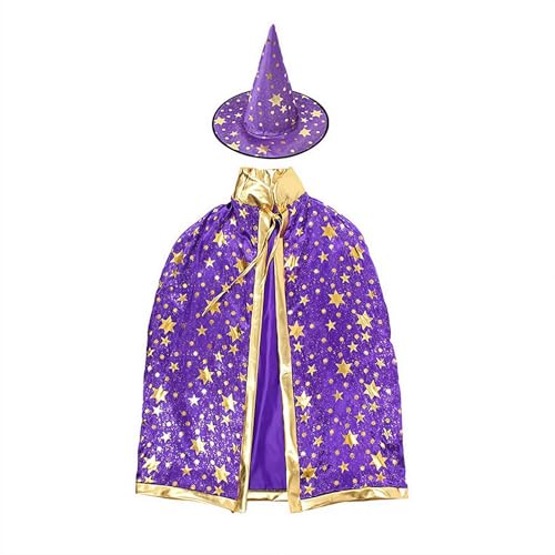 NAUXIU Zauberer-Umhang für Kinder, 3–10 Jahre Zauberer-Umhang und Hut, Kinderumhang Party-Set – Halloween, Cosplay, Verkleiden NAUXIU Zauberer-Umhang für Kinder, 3–10 Jahre Zauberer-Umhang und Hut, Kinderumhang Party-Set – Halloween, Cosplay, Verkleiden von NAUXIU