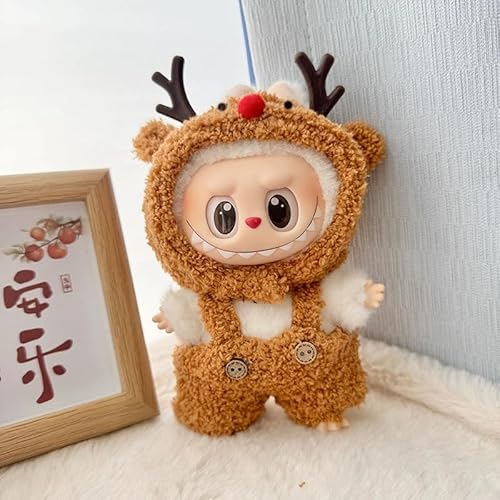 Plüsch-Kleidungs-Set für Labubu-Puppenzubehör, Elch-Tiere, handgefertigtes Outfit für 17 cm große Labubu-Puppenkleidung, stilvolles, bezauberndes modisches Rollenspiel-Spielzeug-Sammelzubehör (ohne Plüsch-Kleidungs-Set für Labubu-Puppenzubehör, Elch-Tiere, handgefertigtes Outfit für 17 cm große Labubu-Puppenkleidung, stilvolles, bezauberndes modisches Rollenspiel-Spielzeug-Sammelzubehör (ohne von NAUXIU