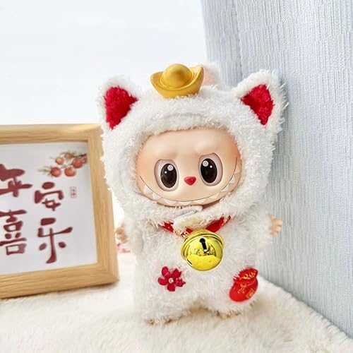 Plüsch-Kleidungs-Set für Labubu-Puppenzubehör, niedliches Maneki-neko-Outfit für 17 cm große Labubu-Puppenkleidung, stilvolles, bezauberndes modisches Rollenspiel-Spielzeug-Sammelzubehör (keine Puppe) Plüsch-Kleidungs-Set für Labubu-Puppenzubehör, niedliches Maneki-neko-Outfit für 17 cm große Labubu-Puppenkleidung, stilvolles, bezauberndes modisches Rollenspiel-Spielzeug-Sammelzubehör (keine Puppe) von NAUXIU