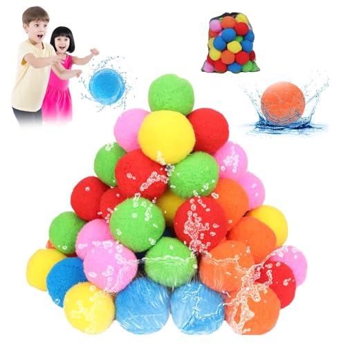 Water Sponge Balls,60 Stk Wiederverwendbare Wasserschwammkugeln, Wasserbomben Wiederverwendbar,Bunt Baumwoll Wasserbomben, Wasserschlacht Bälle, Für Pool-60pcs Water Sponge Balls,60 Stk Wiederverwendbare Wasserschwammkugeln, Wasserbomben Wiederverwendbar,Bunt Baumwoll Wasserbomben, Wasserschlacht Bälle, Für Pool-60pcs von NAUXIU
