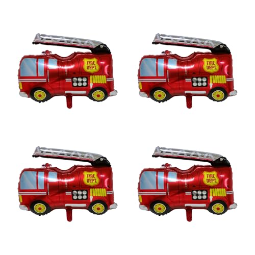 NAUZE Folienballon Feuerwehrauto, Rot, kreatives Design, Verkehrsfahrzeuge, Luftballons, Feuerwehrmann-Thema, Geburtstagsparty-Dekoration für Kinder, Babyparty, Jungenparty, 4 Stück NAUZE Folienballon Feuerwehrauto, Rot, kreatives Design, Verkehrsfahrzeuge, Luftballons, Feuerwehrmann-Thema, Geburtstagsparty-Dekoration für Kinder, Babyparty, Jungenparty, 4 Stück von NAUZE