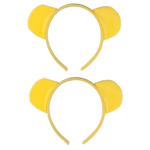 NAUZE Haarreif mit gelben Bärenohren, Halloween, niedliches Cosplay, Tier-Stirnband, Plüsch, weiches Kostümzubehör für Make-up, Gesichtswäsche, 2 Stück NAUZE Haarreif mit gelben Bärenohren, Halloween, niedliches Cosplay, Tier-Stirnband, Plüsch, weiches Kostümzubehör für Make-up, Gesichtswäsche, 2 Stück von NAUZE