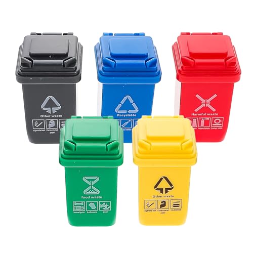 NAUZE Miniatur-Mülleimer mit offenem Deckel, mehrfarbig, kleines Mülltonnenmodell für Kinder, Kleinkinder, Puppenhaus-Lebensszene, 5 Stück NAUZE Miniatur-Mülleimer mit offenem Deckel, mehrfarbig, kleines Mülltonnenmodell für Kinder, Kleinkinder, Puppenhaus-Lebensszene, 5 Stück von NAUZE