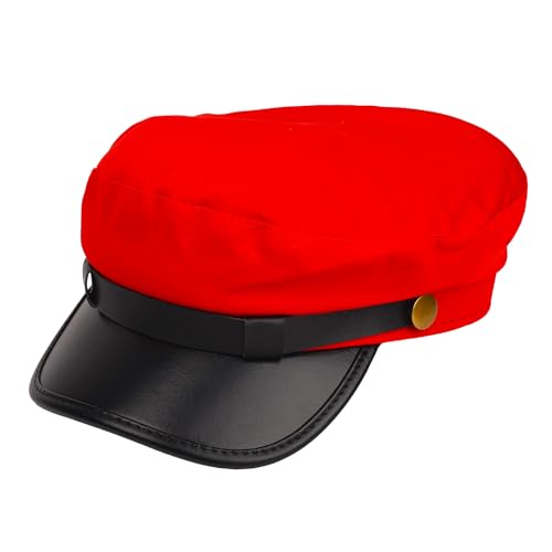 NAUZE Roter Chauffeur-Hut, Limo-Fahrerhut, Taxifahrer-Motiv, Hut für Chauffeur, Kostüm, Zubehör, Rot von NAUZE