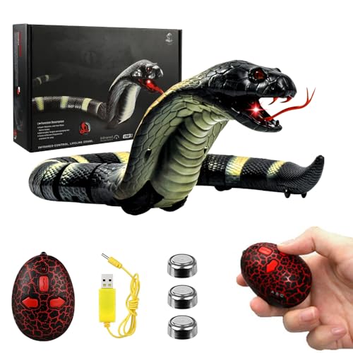 NAVESO Ferngesteuerte Kobra Schlange, RC Spielzeug, Realistisch mit Einziehbarer Zunge und Schwingendem Schwanz, USB-Aufladung, Geschenk, Party von NAVESO