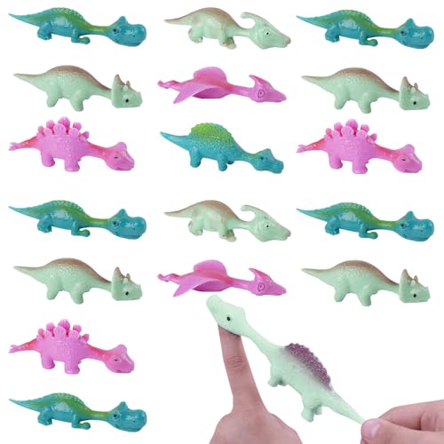 NAVESO 20 Stück Schleuder-Dinosaurier-Finger Spielzeug, Slingshot Dinosaur Finger Toys, Fliegende Stretch Dinosaurier, Stretchy Dinosaurier Spielzeug, Party Favours Fillers für Kinder, Teenager von NAVESO