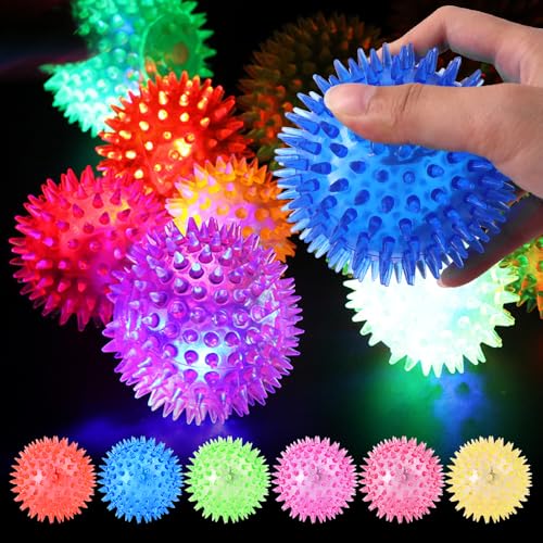 NAVESO 24 Stück Igelball Mitgebsel Kindergeburtstag, Blinkend LED Antistressball, Kleine Geschenke für Kinder, Give Aways, Massageball Leuchtball von NAVESO