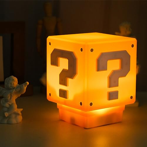 NAVESO 3D Fragezeichen LED, Tischlampe Fragezeichen Block, Question Block Light, Kinderspielzeug Retro Geschenk Dekoration von NAVESO