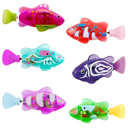 6 Stück Elektronische Fisch, Roboter Fisch, Robo Fische für Kinder, Schwimmende Fische Spielzeug mit Leuchtende, Wiederverwendbare Fisch Schwimmende, Fisch Badewanne Spielzeug Elektrisch von NAVESO