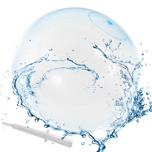 NAVESO Bubble Ball, Wasserball Bubble Reißfest, 120cm Transparenter Wasserblasenball, Große Bubble Bälle Wiederverwendbar Aufblasbarer mit Blasrohr für Kinder Strand Pool Garten Party Blau von NAVESO