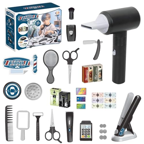 NAVESO Friseur Set Kinder, Friseurkoffer Kinder mit Haartrockner Elektrischer Rasierer Haarglätter, Frisör Spielzeug KinderZubehör, Rollenspiel Geschenk für Jungen Ab 3 4 5 6 7 8 Jahren NAVESO Friseur Set Kinder, Friseurkoffer Kinder mit Haartrockner Elektrischer Rasierer Haarglätter, Frisör Spielzeug KinderZubehör, Rollenspiel Geschenk für Jungen Ab 3 4 5 6 7 8 Jahren von NAVESO