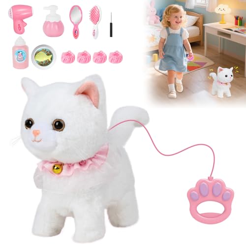 NAVESO Interaktives Katze Spielzeug Kinder, Elektrische Katze Die Miaut und Läuft, Spielzeug Katzefür Kinder, Plüschkatze mit Funktion, Geschenke für Jungen & Mädchen Kindergeburtstag Weihnachten von NAVESO