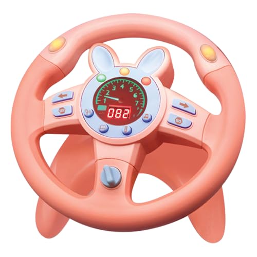NAVESO Lenkrad Spielzeug für Kinder, Lenkrad Kinder Spielzeug mit Lichtern und Geräuschen, Copilot Lenkrad mit 360° Rotation, Lernspielzeug, Fahrsimulator für ab 2 Jahre (Rosa) von NAVESO