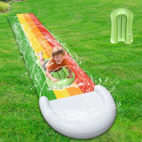 NAVESO Wasserrutsche Kinder DraußEn, Single Waterslide, Wasserrutsche Aufblasbar mit Bodyboards, Wasser Rutsche, Wasserbahn Kinder DraußEn, Wasserrutsche GartenfürKinder, Outdoor(480 * 80cm) von NAVESO