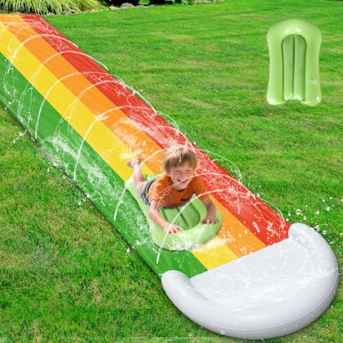 NAVESO Wasserrutsche Kinder DraußEn, Single Waterslide, Wasserrutsche Aufblasbar mit Bodyboards, Wasser Rutsche, Wasserbahn Kinder DraußEn, Wasserrutsche GartenfürKinder, Outdoor(480 * 80cm) von NAVESO
