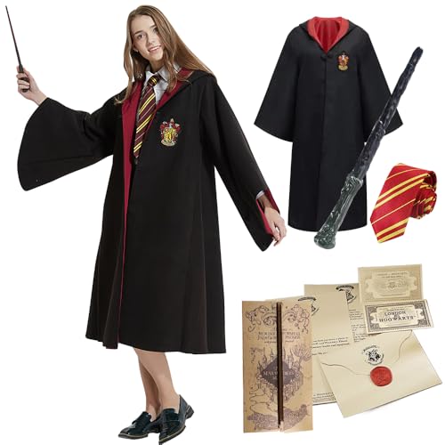 NAVESO Zauberer Kostüm Kinder, Magier Kostüm, Magier Robe, Zauberer Umhang für Kinder Erwachsene mit Zauberstäbe, Umhang und Krawatte, Unisex Uniform für Halloween Karneval Cosplay NAVESO Zauberer Kostüm Kinder, Magier Kostüm, Magier Robe, Zauberer Umhang für Kinder Erwachsene mit Zauberstäbe, Umhang und Krawatte, Unisex Uniform für Halloween Karneval Cosplay von NAVESO