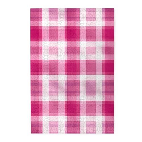 1000-teiliges Puzzle für Erwachsene, anspruchsvolle Puzzles für Spielabende, rosa karierte Holzpuzzles, personalisierbar, Holzbild, Puzzle für Familie, fertige Größe 50 x 74,9 cm 1000-teiliges Puzzle für Erwachsene, anspruchsvolle Puzzles für Spielabende, rosa karierte Holzpuzzles, personalisierbar, Holzbild, Puzzle für Familie, fertige Größe 50 x 74,9 cm von NBCCDVSH