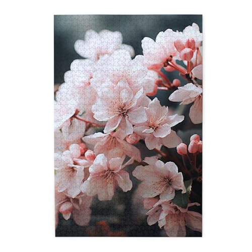 1000-teiliges Puzzle für Erwachsene, anspruchsvolle Puzzles für Spielabende, rosa weiße Blumen, Holzpuzzles, personalisierbar, Holzbild, Puzzle für Familie, fertige Größe 50 x 74,9 cm 1000-teiliges Puzzle für Erwachsene, anspruchsvolle Puzzles für Spielabende, rosa weiße Blumen, Holzpuzzles, personalisierbar, Holzbild, Puzzle für Familie, fertige Größe 50 x 74,9 cm von NBCCDVSH