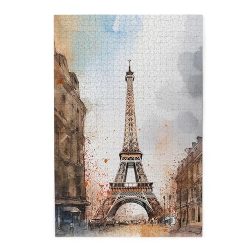 1000-teiliges Puzzle für Erwachsene, herausfordernde Puzzles für Spielabende, Aquarell, Paris, Holzpuzzle, personalisiertes Familienpuzzle, fertige Größe 1000-teiliges Puzzle für Erwachsene, herausfordernde Puzzles für Spielabende, Aquarell, Paris, Holzpuzzle, personalisiertes Familienpuzzle, fertige Größe von NBCCDVSH