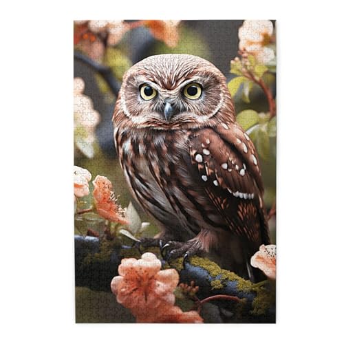 1000-teiliges Puzzle für Erwachsene, herausfordernde Puzzles für Spielabende, Eule und Blume, Holzpuzzle, personalisierbar, Holzbild, Puzzle für Familie, fertige Größe 50 x 74,9 cm 1000-teiliges Puzzle für Erwachsene, herausfordernde Puzzles für Spielabende, Eule und Blume, Holzpuzzle, personalisierbar, Holzbild, Puzzle für Familie, fertige Größe 50 x 74,9 cm von NBCCDVSH