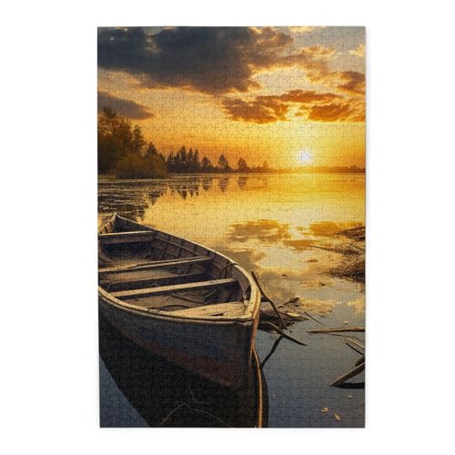 1000-teiliges Puzzle für Erwachsene, herausfordernde Puzzles für Spielabende, Fluss, Sonnenuntergang, Holzschiff, personalisierte Holzpuzzle für Familie, fertige Größe, 19,7 cm 1000-teiliges Puzzle für Erwachsene, herausfordernde Puzzles für Spielabende, Fluss, Sonnenuntergang, Holzschiff, personalisierte Holzpuzzle für Familie, fertige Größe, 19,7 cm von NBCCDVSH