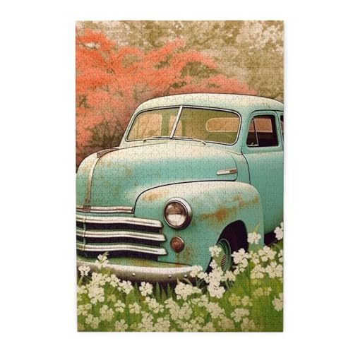 1000-teiliges Puzzle für Erwachsene, herausfordernde Puzzles für Spielabende, Frühling, Retro-Auto, Holzpuzzle, personalisierbar, Holzbild, Puzzle für Familie, fertige Größe 50 x 74,9 cm 1000-teiliges Puzzle für Erwachsene, herausfordernde Puzzles für Spielabende, Frühling, Retro-Auto, Holzpuzzle, personalisierbar, Holzbild, Puzzle für Familie, fertige Größe 50 x 74,9 cm von NBCCDVSH