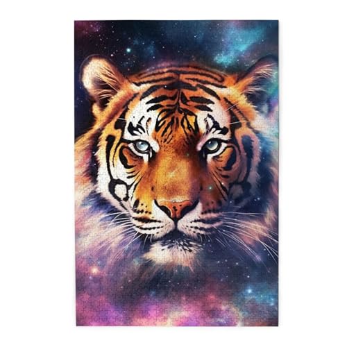 1000-teiliges Puzzle für Erwachsene, herausfordernde Puzzles für Spielabende, Galaxie-Tiger, Holzpuzzle, personalisierbar, Holzbild, Puzzle für Familie, fertige Größe 50 x 74,9 cm 1000-teiliges Puzzle für Erwachsene, herausfordernde Puzzles für Spielabende, Galaxie-Tiger, Holzpuzzle, personalisierbar, Holzbild, Puzzle für Familie, fertige Größe 50 x 74,9 cm von NBCCDVSH
