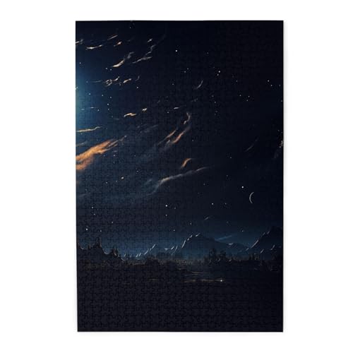 1000-teiliges Puzzle für Erwachsene, herausfordernde Puzzles für Spielabende, Mondnacht, Holzpuzzle, personalisierbar, Holzbild, Puzzle für Familie, fertige Größe 50 x 74,9 cm 1000-teiliges Puzzle für Erwachsene, herausfordernde Puzzles für Spielabende, Mondnacht, Holzpuzzle, personalisierbar, Holzbild, Puzzle für Familie, fertige Größe 50 x 74,9 cm von NBCCDVSH