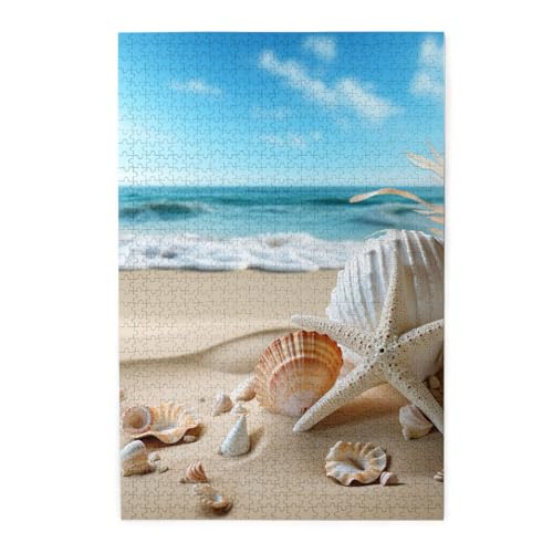 1000-teiliges Puzzle für Erwachsene, herausfordernde Puzzles für Spielabende, Muscheln, Sand, Holzpuzzle, personalisierbar, Holzbild, Puzzle für Familie, fertige Größe 50 x 74,9 cm 1000-teiliges Puzzle für Erwachsene, herausfordernde Puzzles für Spielabende, Muscheln, Sand, Holzpuzzle, personalisierbar, Holzbild, Puzzle für Familie, fertige Größe 50 x 74,9 cm von NBCCDVSH