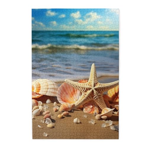 1000-teiliges Puzzle für Erwachsene, herausfordernde Puzzles für Spielabende, Muscheln am Sandstrand, personalisierte Holzpuzzle für Familie, fertige Größe 1000-teiliges Puzzle für Erwachsene, herausfordernde Puzzles für Spielabende, Muscheln am Sandstrand, personalisierte Holzpuzzle für Familie, fertige Größe von NBCCDVSH