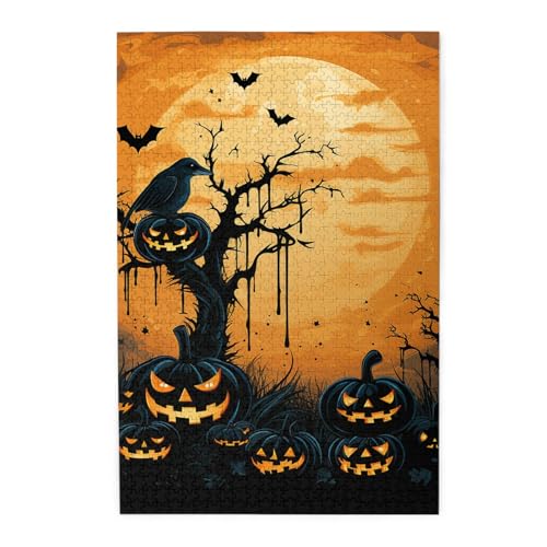 1000-teiliges Puzzle für Erwachsene, herausfordernde Puzzles für Spielabende, Orange, Halloween-Party, Holzpuzzles, personalisierbar, Holzbild, Puzzle für Familie, fertige Größe 50 x 74,9 cm 1000-teiliges Puzzle für Erwachsene, herausfordernde Puzzles für Spielabende, Orange, Halloween-Party, Holzpuzzles, personalisierbar, Holzbild, Puzzle für Familie, fertige Größe 50 x 74,9 cm von NBCCDVSH