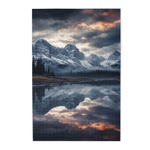 1000-teiliges Puzzle für Erwachsene, herausfordernde Puzzles für Spielabende, Reflexion von Wolken und Bergen, Holzpuzzle, personalisierbar, Holzbild, Puzzle für Familie, fertige Größe 50 x 74,9 cm 1000-teiliges Puzzle für Erwachsene, herausfordernde Puzzles für Spielabende, Reflexion von Wolken und Bergen, Holzpuzzle, personalisierbar, Holzbild, Puzzle für Familie, fertige Größe 50 x 74,9 cm von NBCCDVSH