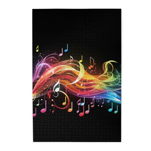 1000-teiliges Puzzle für Erwachsene, herausfordernde Puzzles für Spielabende, Regenbogen, Musiknoten, Melodie, personalisierte Holzpuzzle für Familie, fertige Größe, 19,7 cm 1000-teiliges Puzzle für Erwachsene, herausfordernde Puzzles für Spielabende, Regenbogen, Musiknoten, Melodie, personalisierte Holzpuzzle für Familie, fertige Größe, 19,7 cm von NBCCDVSH