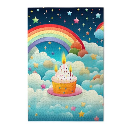 1000-teiliges Puzzle für Erwachsene, herausfordernde Puzzles für Spielabende, Regenbogen-Geburtstag, Holzpuzzle, personalisierbar, Holzbild, Puzzle für Familie, fertige Größe 50 x 74,9 cm 1000-teiliges Puzzle für Erwachsene, herausfordernde Puzzles für Spielabende, Regenbogen-Geburtstag, Holzpuzzle, personalisierbar, Holzbild, Puzzle für Familie, fertige Größe 50 x 74,9 cm von NBCCDVSH