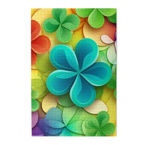 1000-teiliges Puzzle für Erwachsene, herausfordernde Puzzles für Spielabende, Regenbogenkreis, Kleeblatt, Holzpuzzle, personalisierbar, Holzbild, Puzzle für Familie, fertige Größe 50 x 74,9 cm 1000-teiliges Puzzle für Erwachsene, herausfordernde Puzzles für Spielabende, Regenbogenkreis, Kleeblatt, Holzpuzzle, personalisierbar, Holzbild, Puzzle für Familie, fertige Größe 50 x 74,9 cm von NBCCDVSH