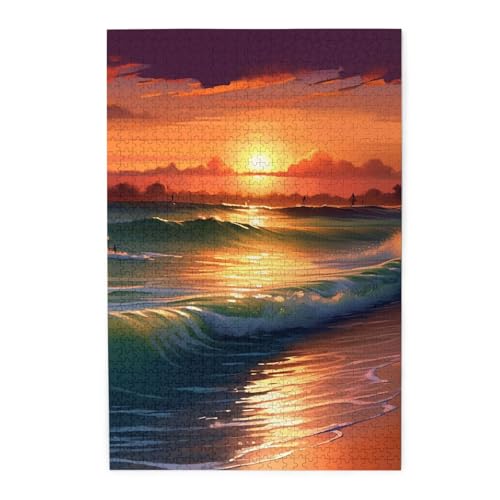 1000-teiliges Puzzle für Erwachsene, herausfordernde Puzzles für Spielabende, Sonnenuntergang, Meer, Holzpuzzle, personalisierbar, Holzbild, Puzzle für Familie, fertige Größe 50 x 74,9 cm 1000-teiliges Puzzle für Erwachsene, herausfordernde Puzzles für Spielabende, Sonnenuntergang, Meer, Holzpuzzle, personalisierbar, Holzbild, Puzzle für Familie, fertige Größe 50 x 74,9 cm von NBCCDVSH