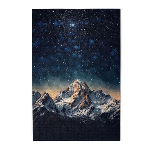 1000-teiliges Puzzle für Erwachsene, herausfordernde Puzzles für Spielabende, Sternennacht, die Berge, Holzpuzzle, personalisierbar, Holzbild, Puzzle für Familie, fertige Größe 50 x 74,9 cm 1000-teiliges Puzzle für Erwachsene, herausfordernde Puzzles für Spielabende, Sternennacht, die Berge, Holzpuzzle, personalisierbar, Holzbild, Puzzle für Familie, fertige Größe 50 x 74,9 cm von NBCCDVSH
