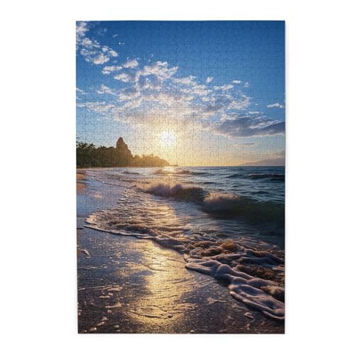 1000-teiliges Puzzle für Erwachsene, herausfordernde Puzzles für Spielabende, Strandblick, Holzpuzzle, personalisierbar, Holzbild, Puzzle für Familie, fertige Größe 50 x 74,9 cm 1000-teiliges Puzzle für Erwachsene, herausfordernde Puzzles für Spielabende, Strandblick, Holzpuzzle, personalisierbar, Holzbild, Puzzle für Familie, fertige Größe 50 x 74,9 cm von NBCCDVSH