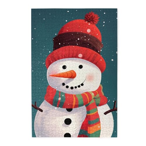 1000-teiliges Puzzle für Erwachsene, herausfordernde Puzzles für Spielabende, Weihnachten, Schneemann, Holzpuzzle, personalisierbar, Holzbild, Puzzle für Familie, fertige Größe 50 x 74,9 cm von NBCCDVSH