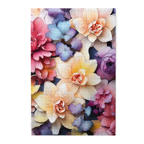 1000-teiliges Puzzle für Erwachsene, herausfordernde Puzzles für Spielabende, bunte Blumen, Holzpuzzles, personalisierbar, Holzbild, Puzzle für Familie, fertige Größe 50 x 74,9 cm 1000-teiliges Puzzle für Erwachsene, herausfordernde Puzzles für Spielabende, bunte Blumen, Holzpuzzles, personalisierbar, Holzbild, Puzzle für Familie, fertige Größe 50 x 74,9 cm von NBCCDVSH
