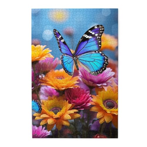 1000-teiliges Puzzle für Erwachsene, herausfordernde Puzzles für Spielabende, bunte Schmetterlinge und Blumen, Holzpuzzles, personalisierbar, Holzbild, Puzzle für Familie, fertige Größe 50 x 74,9 cm 1000-teiliges Puzzle für Erwachsene, herausfordernde Puzzles für Spielabende, bunte Schmetterlinge und Blumen, Holzpuzzles, personalisierbar, Holzbild, Puzzle für Familie, fertige Größe 50 x 74,9 cm von NBCCDVSH